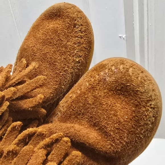 Minnetonka TODDLERS Double Fringe Brown Leather Boot Size 7🌴✌️ - Picture 4 of 7